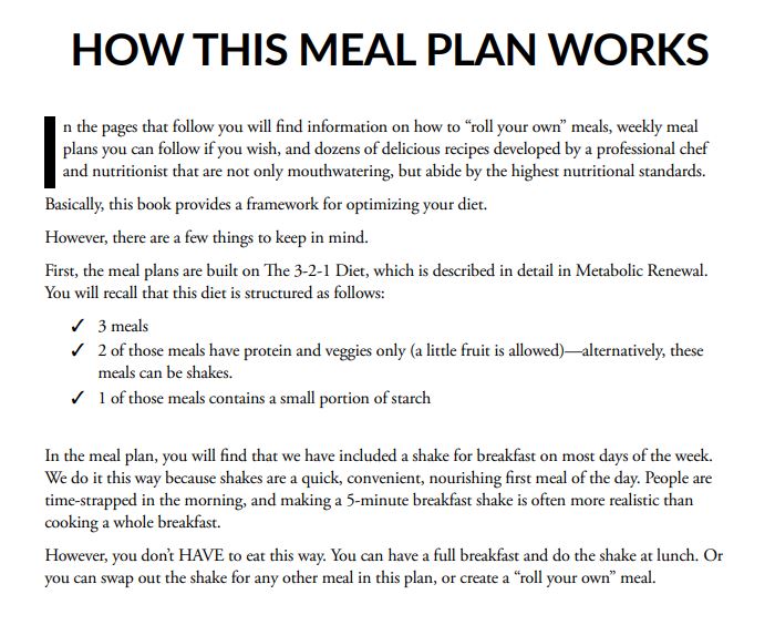 How Metabolic Renewal Meal Plan Works