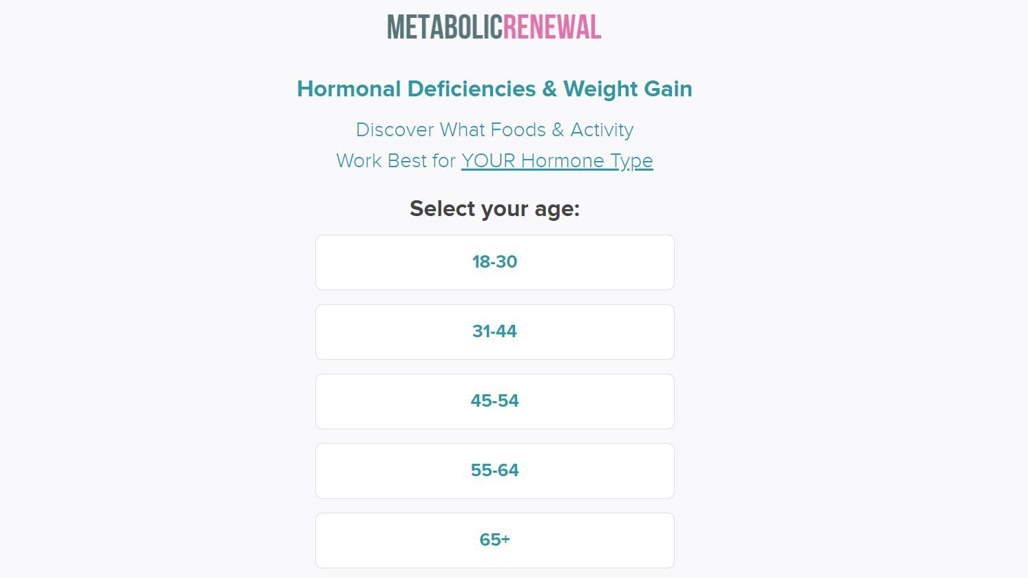 Metabolic Renewal Hormone Type Quiz