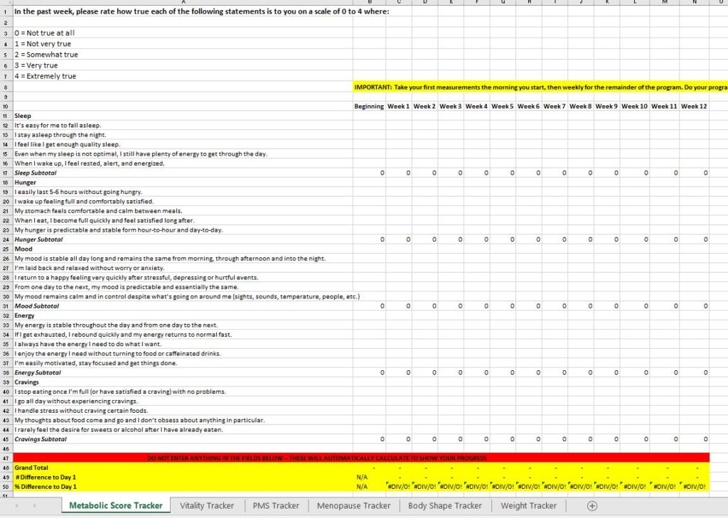 Metabolic Renewal Health Tracker