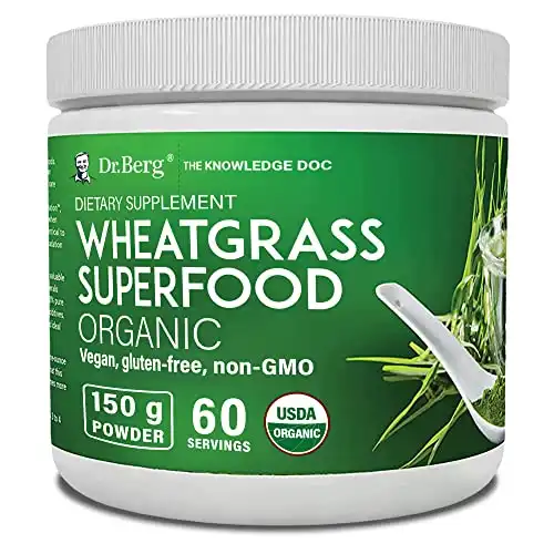 Dr. Berg's Wheatgrass Superfood Powder - Raw Juice Organic Ultra-Concentrated Rich in Vitamins and Nutrients - Chlorophyll and Trace Minerals - 60 Servings - Gluten-Free Non-GMO - 5.3 oz (1 Pack)