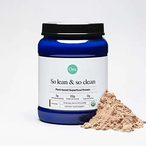 Ora Organic Vegan Protein Powder - 22g Plant Based Protein Powder for Women and Men | Keto Friendly, Gluten Free, Paleo, Dairy-Free, Gluten-Free, Soy-Free - Chocolate Flavor, 20 Servings