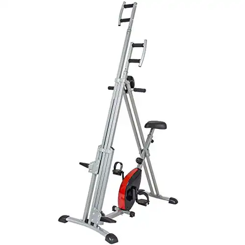 Best Choice Products 2-in-1 Total Body Vertical Climber Magnetic Exercise Bike Machine, Black/Gray