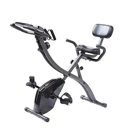 As Seen On TV Slim Cycle Stationary Bike by Bulbhead, Most Comfortable Exercise Machine, Thick, Extra-Wide Seat & Back Support Cushion, Recline or Upright Position, Twice the Results in Half the T...