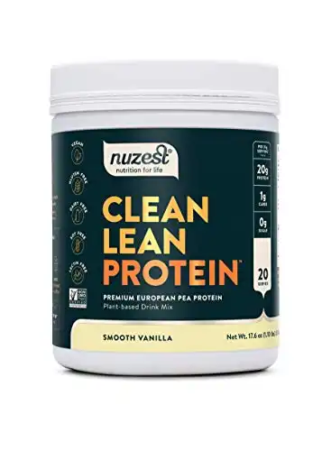 Smooth Vanilla Clean Lean Protein Nuzest - Premium Vegan Protein Powder, Plant Based Protein Powder, Vanilla Protein Powder, Dairy Free, Gluten Free, GMO Free, Naturally Sweetened Protein Shake, 20 Se...