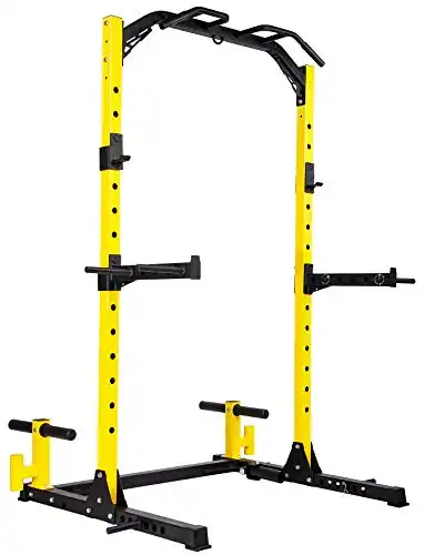 HulkFit Multi-Function Adjustable Power Rack Exercise Squat Stand with J-Hooks and Other Accessories, Multiple Versions, Pro, 1000LB Capacity