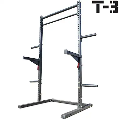 Titan T-3 Squat Rack w/Safely Spotter Arms Weight Lift Stand Strength Pull Up