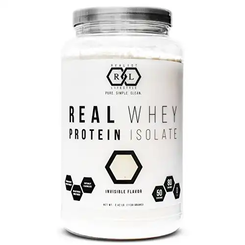 Realist Lifestyle Real Whey Protein Isolate Powder, Invisible Flavor, Clean Ingredients, 2.42 Pounds, 50 Servings, Soy Free