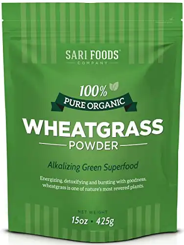 Organic Wheatgrass Powder (15 Ounce): Natural Vegan Whole Food Fiber, Chlorophyll, Antioxidants, Vitamins A, E, C, Selenium, and Iron by Sari Foods Company