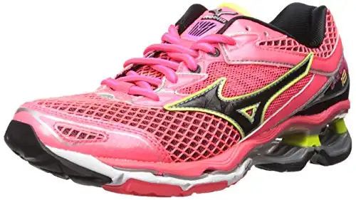 Mizuno Women's Wave Creation 18 Running Shoe, Diva Pink-Black-Safety Yellow, 6 B US