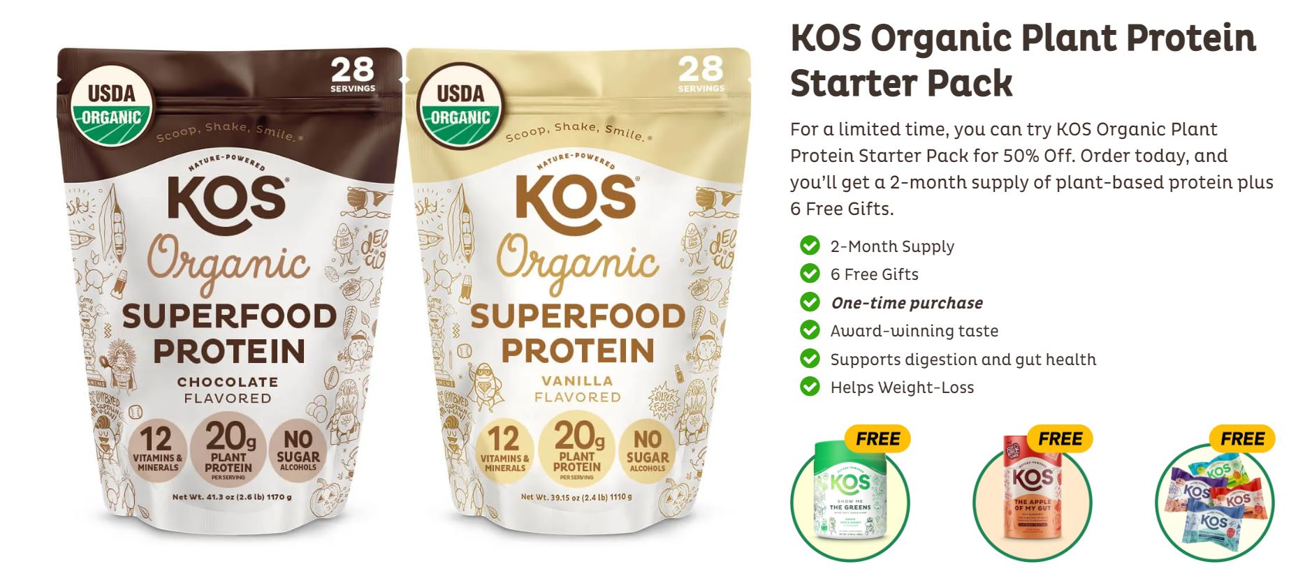 KOS Plant Protein Powder Starter Pack